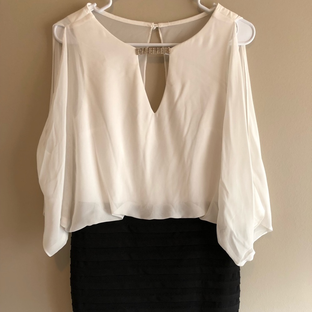 Black and white designer mini dress